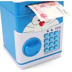 Pusculita pentru Copii Interactiva Alb/Albastru cu Cod Pin si Seif Functie ATM