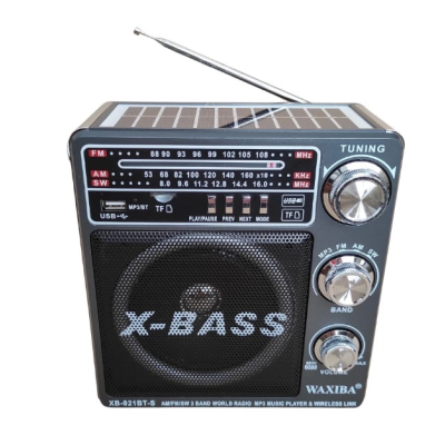 Radio cu Panou Solar XB-921 BT X-Bass mp3 player cu suport card sd/usb NEGRU