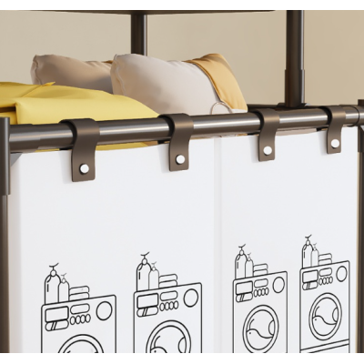 Raft/Cos Depozitare Haine Murdare pentru Baie 1 Cos Cadru de Otel Inoxidabil