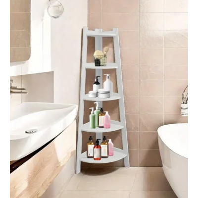 Raft de Colt din PVC cu 5 etajere pentru camera baie sau bucatarie 106x30x30cm Alb