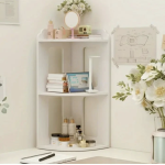 Raft de Colt pentru Birou 2 Etajere Compact 60x24x24cm Alb