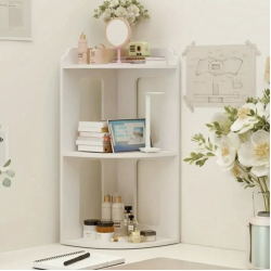 Raft de Colt pentru Birou 2 Etajere Compact 60x24x24cm Alb