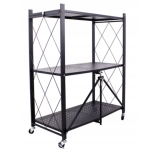 Raft depozitare metalic pliabil pe roti 3 polite 71,5 x 39 x 89 cm