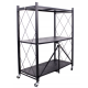 Raft depozitare metalic pliabil pe roti 3 polite 71,5 x 39 x 89 cm