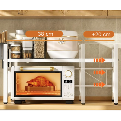 Raft extensibil pentru bucatarie polita ajustabila pe inaltime ALB