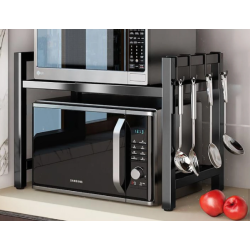 Raft extensibil pentru bucatarie polita ajustabila pe inaltime NEGRU