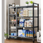 Raft metalic cu 4 polite si 3 cosuri pentru depozitare portabil