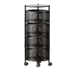 Raft metalic rotund universal cu 4 niveluri negru 34 cm x 75 cm x 30 cm