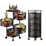 Raft metalic rotund universal cu 4 niveluri negru 34 cm x 75 cm x 30 cm