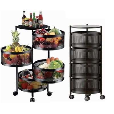 Raft metalic rotund universal cu 4 niveluri negru 34 cm x 75 cm x 30 cm