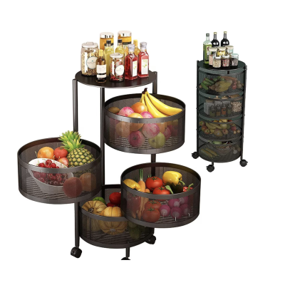 Raft metalic rotund universal cu 4 niveluri negru 34 cm x 75 cm x 30 cm