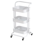 Raft portabil cu 3 nivele de depozitare maner pentru transportare din metal 45x37x82cm ALB