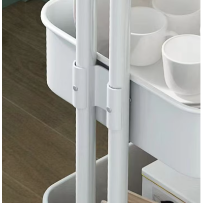 Raft portabil cu 3 nivele de depozitare maner pentru transportare din metal 45x37x82cm ALB