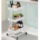 Raft portabil cu 3 nivele de depozitare maner pentru transportare din metal 45x37x82cm ALB