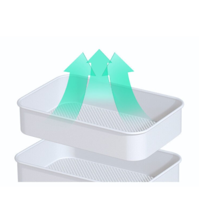 Raft portabil cu 3 nivele de depozitare maner pentru transportare din metal 45x37x82cm ALB