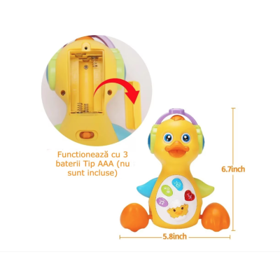 Ratusca interactiva dansatoare luminoasa si muzicala galbena