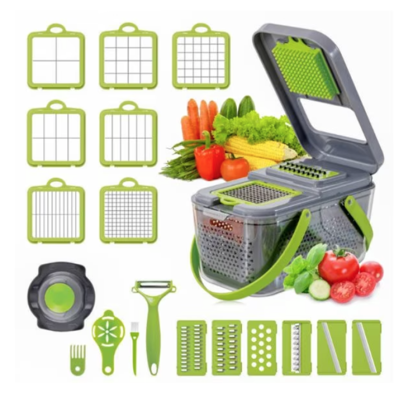 Razatoare multifunctionala pentru fructe si legume 22 piese lame din otel inoxidabil MD