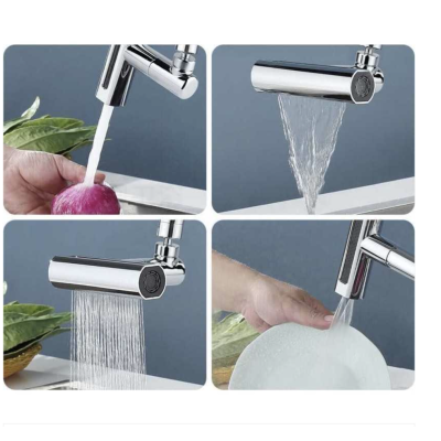 Robinet de bucatarie cu extensie 4 moduri curgere apa cascada picaturi de ploaie bule si 2 jeturi