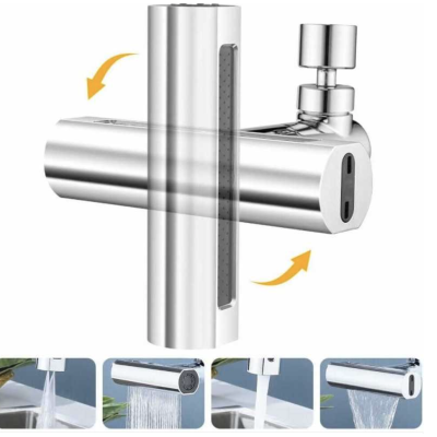 Robinet de bucatarie cu extensie 4 moduri curgere apa cascada picaturi de ploaie bule si 2 jeturi