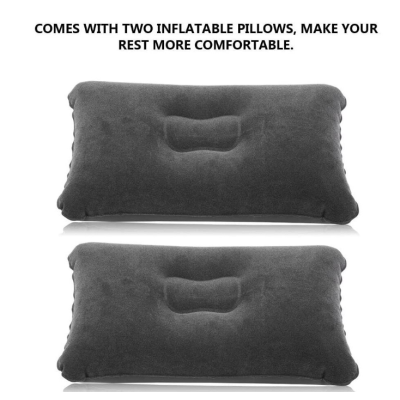 Saltea auto gonflabila 2 perne suprafata catifelata 130 x 80 x 40 cm