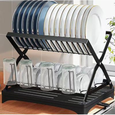 Scurgator vase cu 2 nivele pliabil sistem de scurgere NEGRU