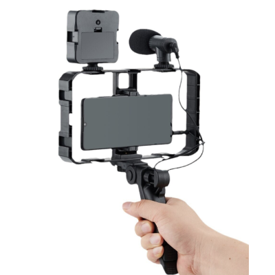 Selfie Stick pentru telefonul mobil AY 49X lumina complementara LED trepied microfon