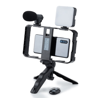 Selfie Stick pentru telefonul mobil AY 49X lumina complementara LED trepied microfon