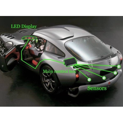 Senzori de parcare universali cu avertizare sonora si pe display negru 22mm