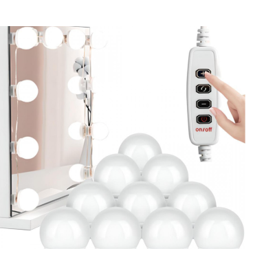 Set 10 Becuri LED pentru Oglinda de Machiaj cu 3 Moduri de Iluminare