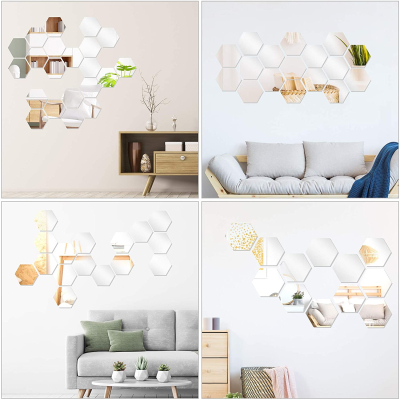 Set 10 Oglinzi Design Hexagon - Oglinzi Decorative Acrilice Cristal - Diamant - Fagure 10 bucati/set