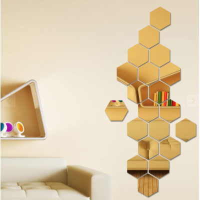 Set 10 Oglinzi Design Hexagon AURII - Oglinzi Decorative Acrilice Cristal - Diamant - Fagure 10 bucati/set