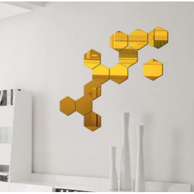 Set 10 Oglinzi Design Hexagon AURII - Oglinzi Decorative Acrilice Cristal - Diamant - Fagure 10 bucati/set