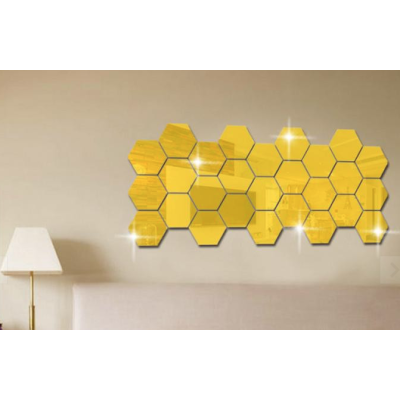 Set 10 Oglinzi Design Hexagon AURII - Oglinzi Decorative Acrilice Cristal - Diamant - Fagure 10 bucati/set