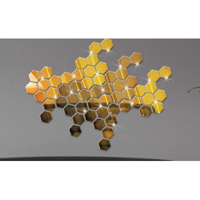 Set 10 Oglinzi Design Hexagon AURII - Oglinzi Decorative Acrilice Cristal - Diamant - Fagure 10 bucati/set