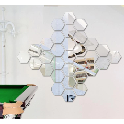 Set 10 Oglinzi Design Hexagon MARI 20x20 - Oglinzi Decorative Acrilice Cristal - Diamant - Fagure 10 bucati/set