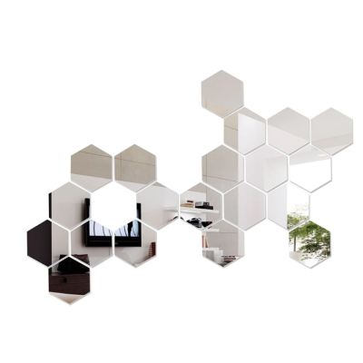 Set 10 Oglinzi Design Hexagon MARI 20x20 - Oglinzi Decorative Acrilice Cristal - Diamant - Fagure 10 bucati/set