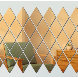 Set 10 Oglinzi Design ROMB AURII - Oglinzi Decorative Acrilice Cristal - Diamant - Fagure