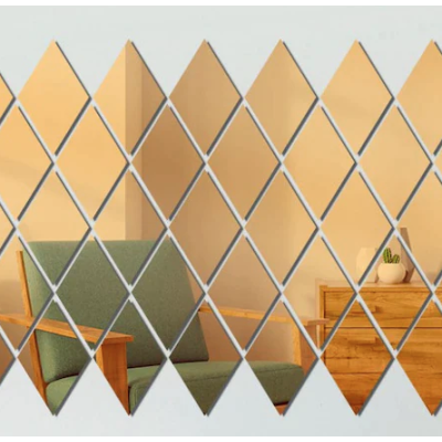 Set 10 Oglinzi Design ROMB AURII - Oglinzi Decorative Acrilice Cristal - Diamant - Fagure