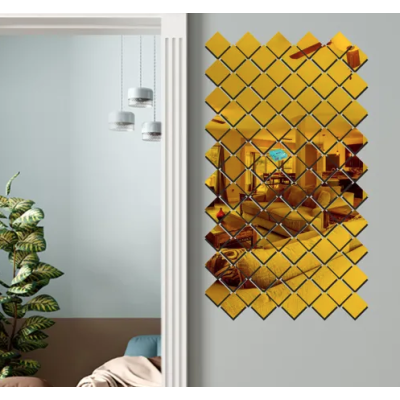 Set 10 Oglinzi Design ROMB AURII - Oglinzi Decorative Acrilice Cristal - Diamant - Fagure