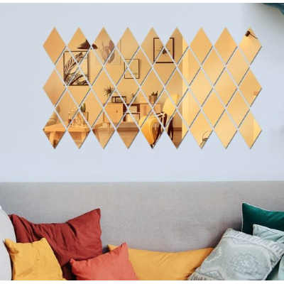 Set 10 Oglinzi Design ROMB AURII - Oglinzi Decorative Acrilice Cristal - Diamant - Fagure