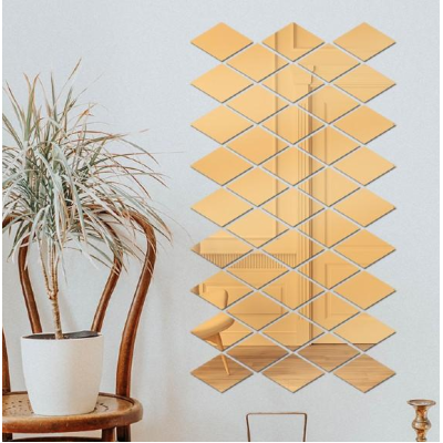 Set 10 Oglinzi Design ROMB AURII - Oglinzi Decorative Acrilice Cristal - Diamant - Fagure