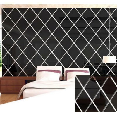 Set 10 Oglinzi Design ROMB NEGRE - Oglinzi Decorative Acrilice Cristal - Diamant - NEGRE