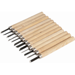 Set 12 mini dalti sculptura lemn lut și ceară cu maner de lemn