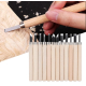 Set 12 mini dalti sculptura lemn lut și ceară cu maner de lemn