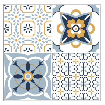 Set 12 placi autocolante din vinil 30 x 30 cm rezistente la apa model FLORAL Multicolor DP0201