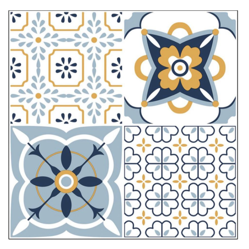 Set 12 placi autocolante din vinil 30 x 30 cm rezistente la apa model FLORAL Multicolor DP0201