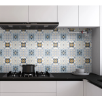 Set 12 placi autocolante din vinil 30 x 30 cm rezistente la apa model FLORAL Multicolor DP0201