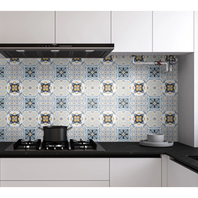 Set 12 placi autocolante din vinil 30 x 30 cm rezistente la apa model FLORAL Multicolor DP0201