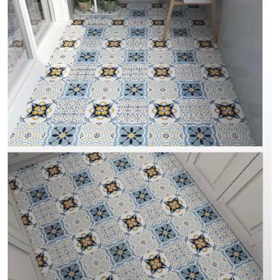 Set 12 placi autocolante din vinil 30 x 30 cm rezistente la apa model FLORAL Multicolor DP0201