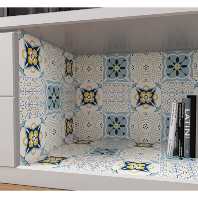 Set 12 placi autocolante din vinil 30 x 30 cm rezistente la apa model FLORAL Multicolor DP0201